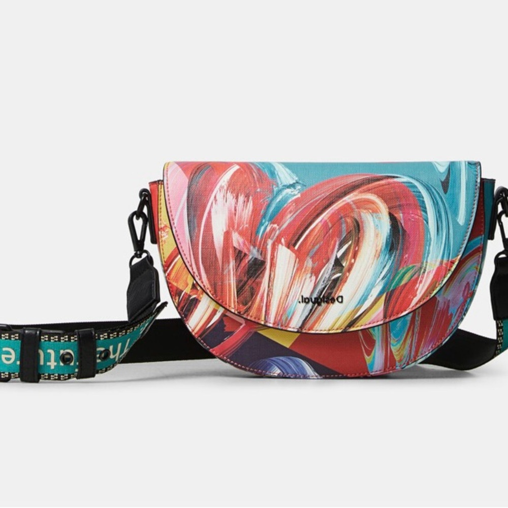 Colorful Abstract Print Crossbody Bag - Multicolor